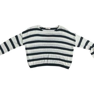 Olivaceous black and white stripe cropped knit top Size Small